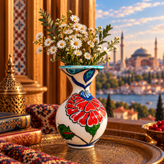 Handmade Turkish Çini Art Vase – Floral Collection