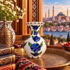 Handmade Turkish Çini Art Vase – Floral Collection